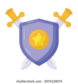 A sword shield icon in flat editable design