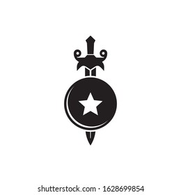 Sword and shield icon logo design vector template illustration