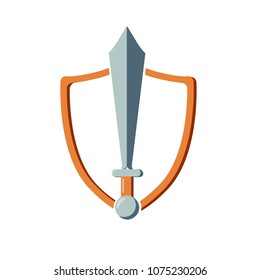 Sword and shield icon for logo, poster, banner, website. For security organisation, medieval battle event, military team design.