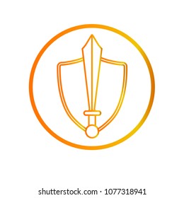 Sword and shield icon for logo, poster, banner, website. For security organisation, medieval battle event, military team design.