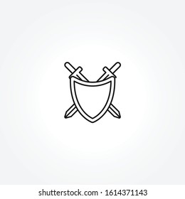sword with shield icon on white background