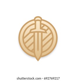 sword and shield icon on white