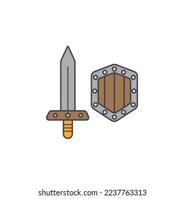 the sword and shield icon is suitable for your web, apk or project with a medieval theme
