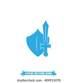 Sword Shield Icon Vector.