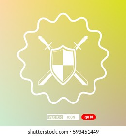 Sword and shield, icon, vector