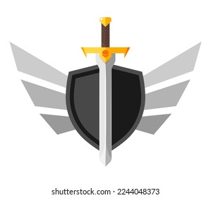 Schwert- und Schildsymbol, Vektorgrafik-Zeichen