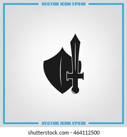Sword and shield icon. Vector illustration eps10.