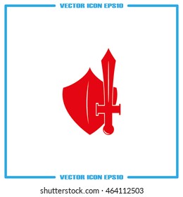 Sword and shield icon. Vector illustration eps10.