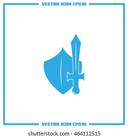 Sword and shield icon. Vector illustration eps10.