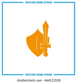 Sword and shield icon. Vector illustration eps10.