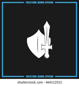 Sword and shield icon. Vector illustration eps10.