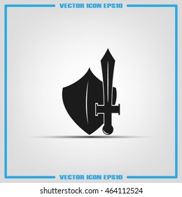 Sword and shield icon. Vector illustration eps10.