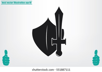 sword shield icon vector illustration eps10.