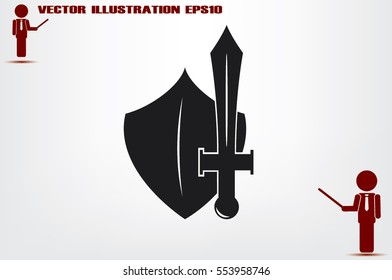 sword shield icon vector illustration eps10.