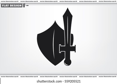 sword shield icon vector illustration.