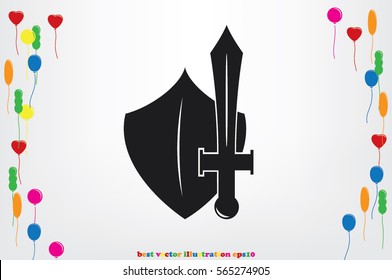 sword shield icon vector illustration eps10.