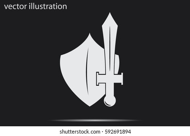 sword shield icon vector illustration.
