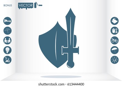 sword and shield icon vector illustration eps10.