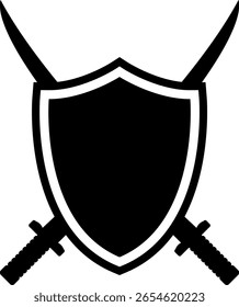 Espada y escudo icono. Señales y símbolos de armas.