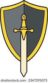 sword and shield illustration logo vector design