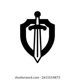 Sword and Shield Illustration Representing Security and Defense Symbol