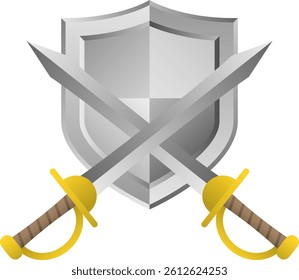 Sword and Shield Isolated Vector Illustration
