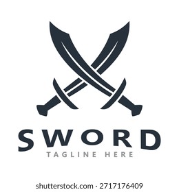 Schwertschild und König Schwert Logo-Design Vektorgrafik-Vorlage