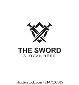 Sword, shield and king's sword logo. Logo vector design.