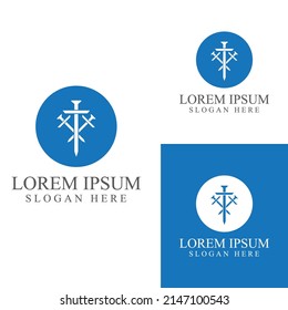 Sword, shield and king's sword logo. Logo vector design.