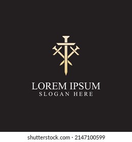 Sword, shield and king's sword logo. Logo vector design.