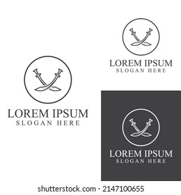 Sword, shield and king's sword logo. Logo vector design.