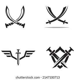 Sword, shield and king's sword logo. Logo vector design.