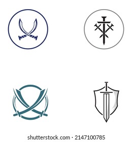 Sword, shield and king's sword logo. Logo vector design.