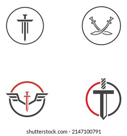 Sword, shield and king's sword logo. Logo vector design.