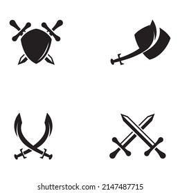 Sword, shield and king's sword logo. Logo vector design.