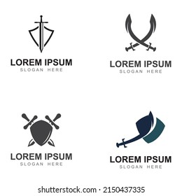 Sword, shield and king's sword logo. Logo vector design.