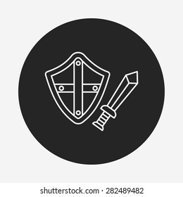 Sword and shield line icon