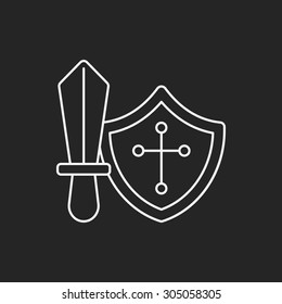Sword and shield line icon