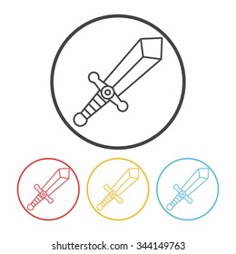 Sword and shield line icon