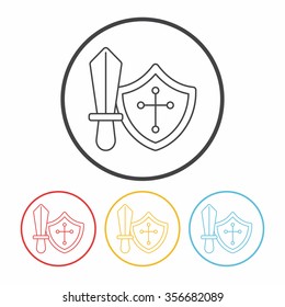 Sword and shield line icon