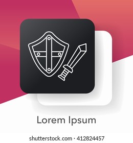 Sword and shield line icon