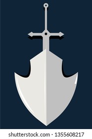Sword and shield logo design. Flat design