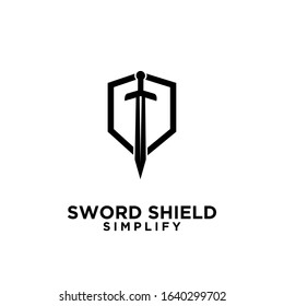 sword and shield logo icon design vector