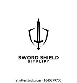 sword and shield logo icon design vector