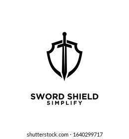 sword and shield logo icon design vector