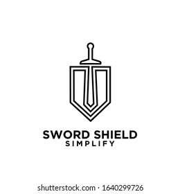 sword and shield logo icon design vector
