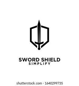 sword and shield logo icon design vector