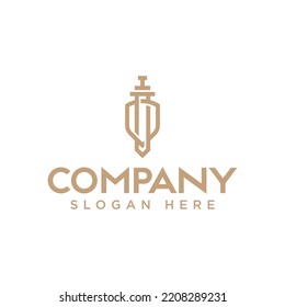 sword and shield logo icon and vector