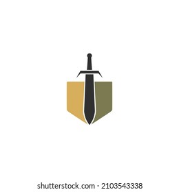 Logotipo Sword and Shield aislado en fondo blanco