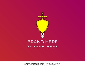 Sword and Shield logo. Modern logotype template for brand, company, apparel. Retro symbol. Vector eps 10.